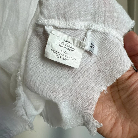 Enza Costa Italian Pima Cotton blend Blouse Shirt Raw Edge Hem size M - Picture 4 of 9